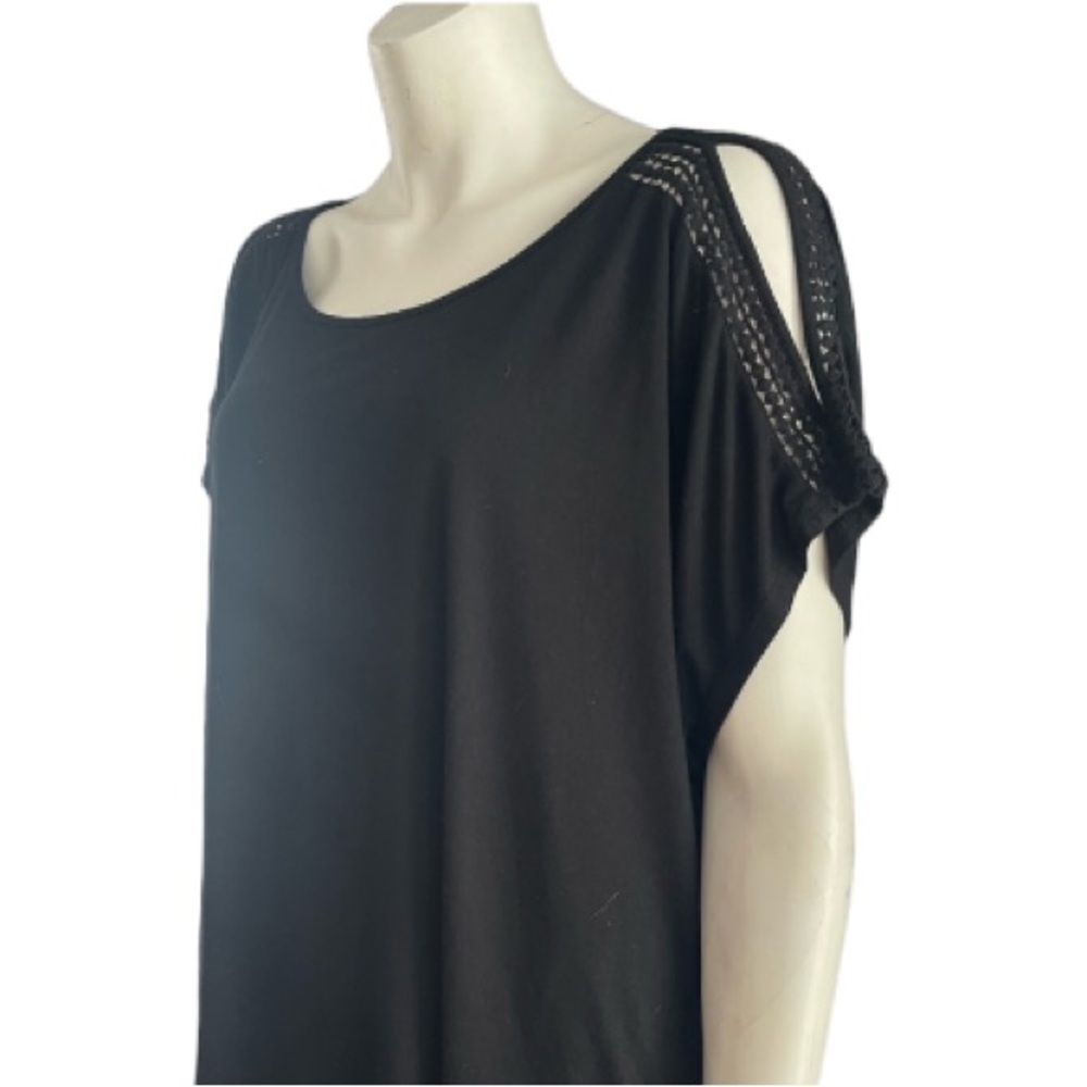 CABLE & GUAGE Black Cold Shoulder Short Sleeve T-shirt Top!!! Size Plus 2X